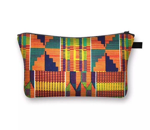African Print Cosmetic Makeup Travel Tote Canvas Case Storage Zip Bag - Picture 11 of 22