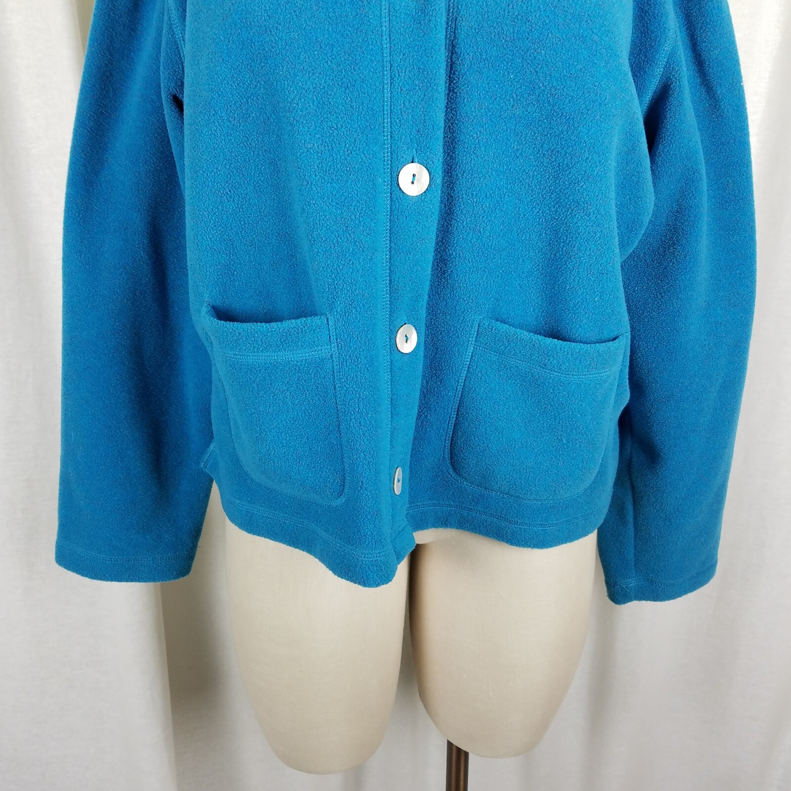 Talbots Button Up Fleece Patch Pockets Sweater Ca… - image 2
