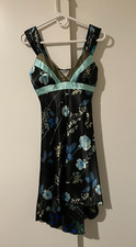 La Belle Vtg 90s Dress Women's Dark Blue Floral **NICE-SHAPE**