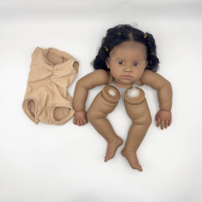22inch Painted Reborn Doll Kit Newborn Baby Parts Unfinished Doll Dark Skin Toys