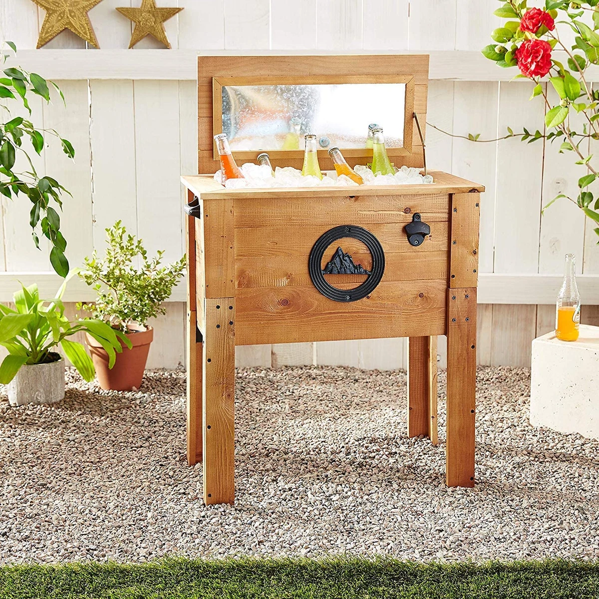 Outdoor wooden 2025 beverage cooler