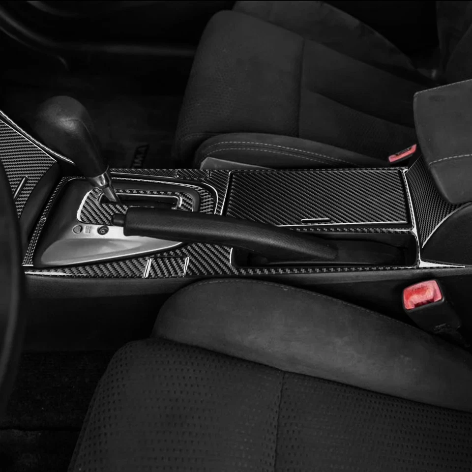 Kits de molduras de consola central de fibra de carbono real de 14 piezas para Nissan Altima Teana 2008-12 Foto 4 de 4