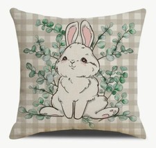 Adorable Bunny Garden Spring Easter Throw Pillow Cover Holiday Home Decor