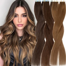 Seamless Thick Tape In Remy Human Hair Extensions Skin Weft Full Head 40pcs 100g