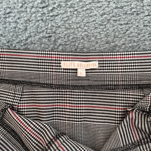 Elite Collection Plaid High Rise Mini Skirt Black White Red Size L Stretch - Picture 4 of 9