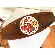 Fred Press hardwood cheese board apple and pear ceramic tile charcuterie plate 