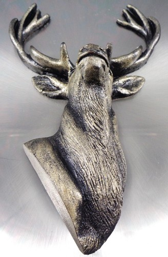 Wall Decor Framed Buck/Deer Sculpture Metalware 3D Silver Sunburst Background - Picture 6 of 11