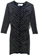 Bodycon Dress Black Silver Sparkly Small Metallic Holiday Party