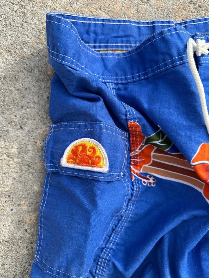 Pantalones Cortos de Playa SUNDEK Azul Años 80 De Colección Surf Bañador Hibisco 31" EE. UU. Foto 2 de 4