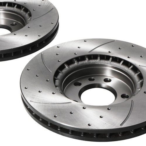 FRONT DRILLED GROOVED 340MM BRAKE DISCS FOR VOLKSWAGEN VW TRANSPORTER T6 2.0 ... - Picture 4 of 9