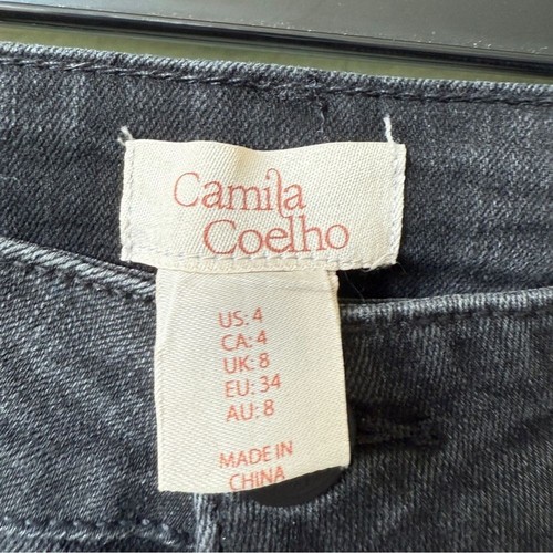CAMILA COELHO High Waist Straight Leg Jeans With Rhinestone size 4 - Picture 3 of 4