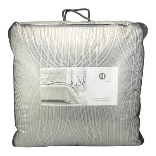 Hotel Collection Laced Arch FULL / QUEEN Comforter + 2 Shams Set MICA SILVER
