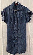 Vintage Y2K Womens Denim Chambray Stretch Mini Dress Button Snap XSmall Guess?