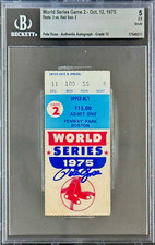 Pete Rose Signed 1975 World Series Game 2 Ticket Stub Beckett 5 EX Auto 10