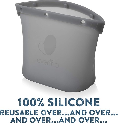 Lotto 10 Bottiglie Ciuccio Evenflo Silicone Riutilizzabili Vapore Igienizzante Grigio Sacchetto - Foto 2 di 15