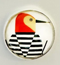 Charley Harper Red Bellied Woodpecker Song Bird 1" Glass Sewing Button CP389
