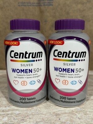 Lot Of 2 Centrum Silver Womens 50 Plus Vitamins, Multivitamin Supplement, 200CT