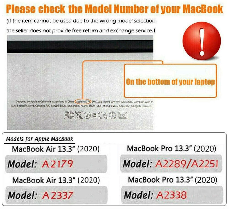 [3in1] For 2020 New Macbook Air/Pro 13.3" Hard Case Shell+KB Cover+LCD Protector - Image 2 of 2