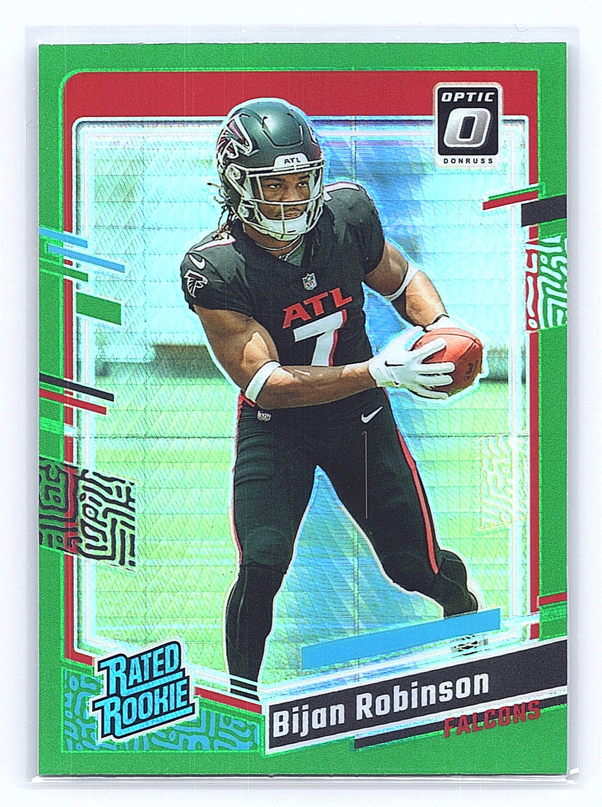 2023 Donruss Optic #206 Bijan Robinson Green Hyper