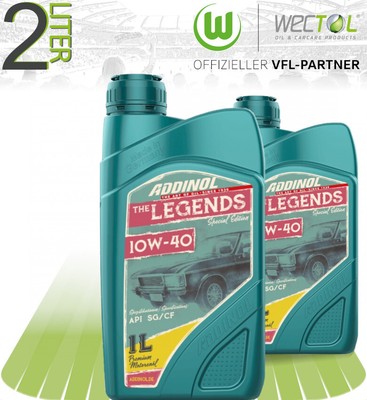 2 x 1 Liter Addinol Legends 10W-40 Motoröl Oldtimer Classic API CF SG (2L) 