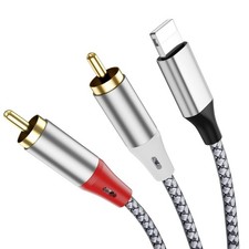 Ligh-tning to 2 RCA Stereo Adapter Cables, Lig-htning 2 Audio Cables,...