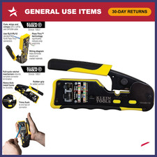 Ratcheting Modular Data Cable Crimper, Wire Stripper Cutter for RJ11/RJ45