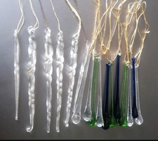Antiker Baumschmuck Lauscha Th&uuml;ringen  Eiszapfen & Tropfen  mit Glas&ouml;sen  S.g.Z,