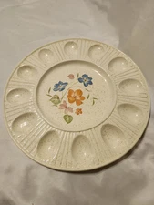 Vintage Treasure Craft Floral Deviled Egg Tray/Plate~Made in USA 