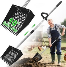 2-in-1 Chicken Poop Scooper  Rake - Adjustable Chicken Coop Scoop with Handl