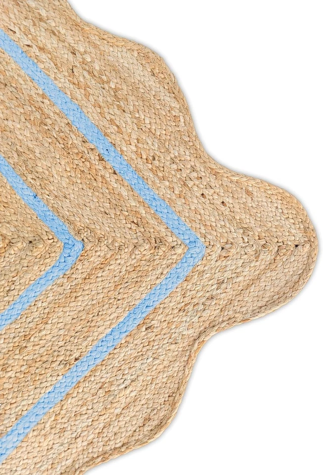 Scalloped Rug 100% Natural Jute Braided Carpet Modern Entryway Runner Area Rug - Image 4 of 4