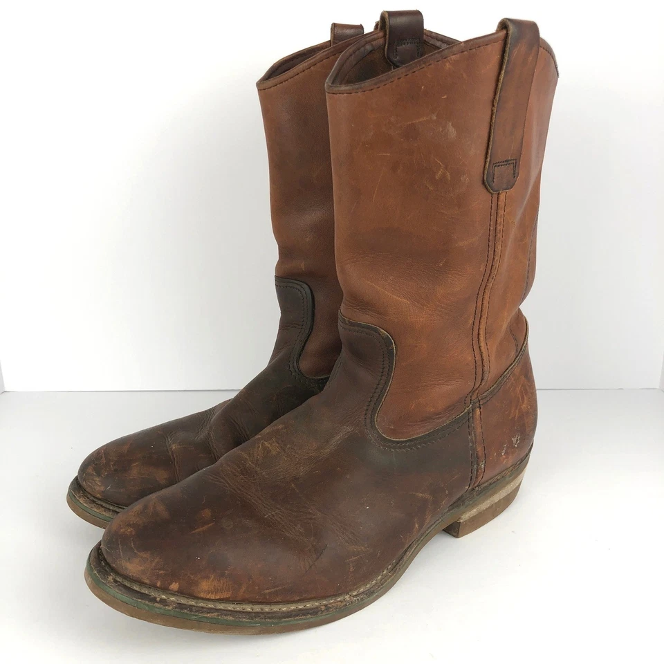 Botas de trabajo Red Wing punta de acero cuero asiento de uñas para hombre talla 9,5 D 985 EE. UU. Foto 2 de 4