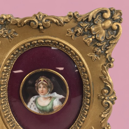 Antique Miniature Portrait on Porcelain of Lady - Picture 4 of 5