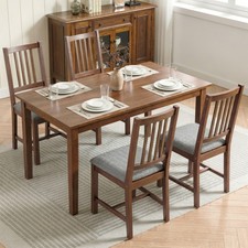 Set of 4 Dining Chairs with Legs, Kitchen Chairs, Farmhouse Walnut