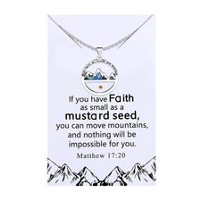 Round Mountain Mustard Seed Religious Necklace Engraved with With God All Things