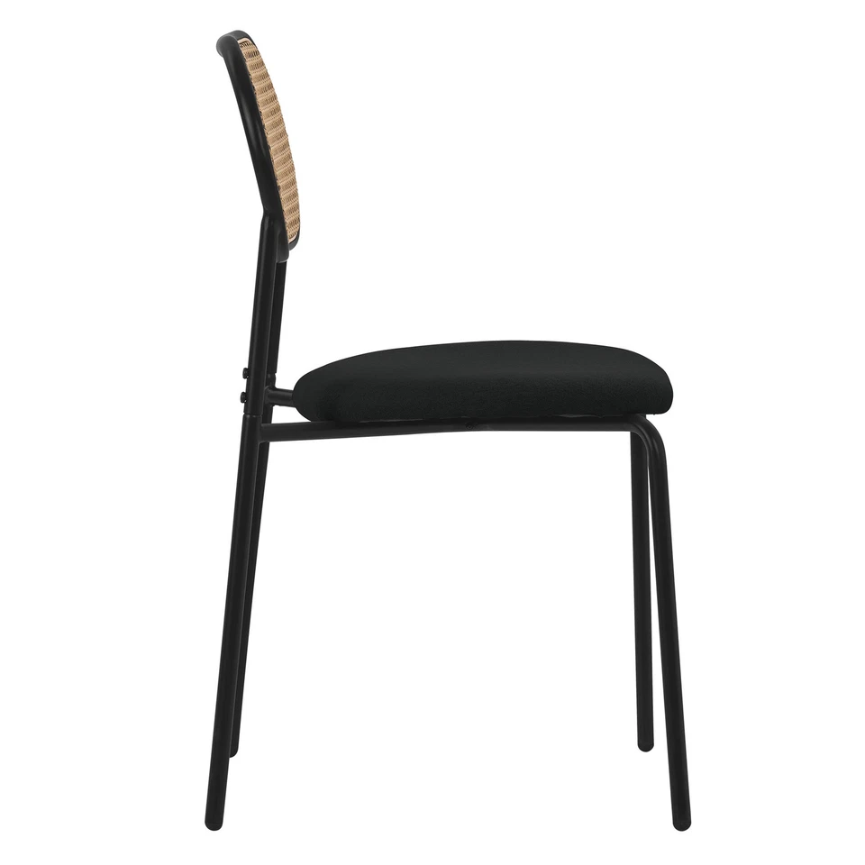 Juego de 4x Sillas de comedor/salón tapizadas negro asiento con respaldo curvado - Imagen 3 de 4