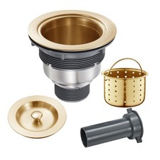 3-1/2 Inch Sink Drain Assembly Brushed 304 Stainless Steel Removable Deep Str...