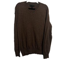 Jos A Bank Reserve Mens Wool V Neck Long Sleeve Sweater Diamond Brown Size XL