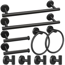 Bathroom Hardware Set, 10pcs Matte Black Stainless Steel Bathroom Hardware Set,