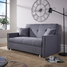 Sofa Bed Double 2 Seater Settee Dark Grey Folding Sleeper Couch Home Furniture
