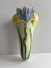 Vtg Ibis & Orchid Design Inc. Wall Pocket Vase Iris #121 Green Purple Floral