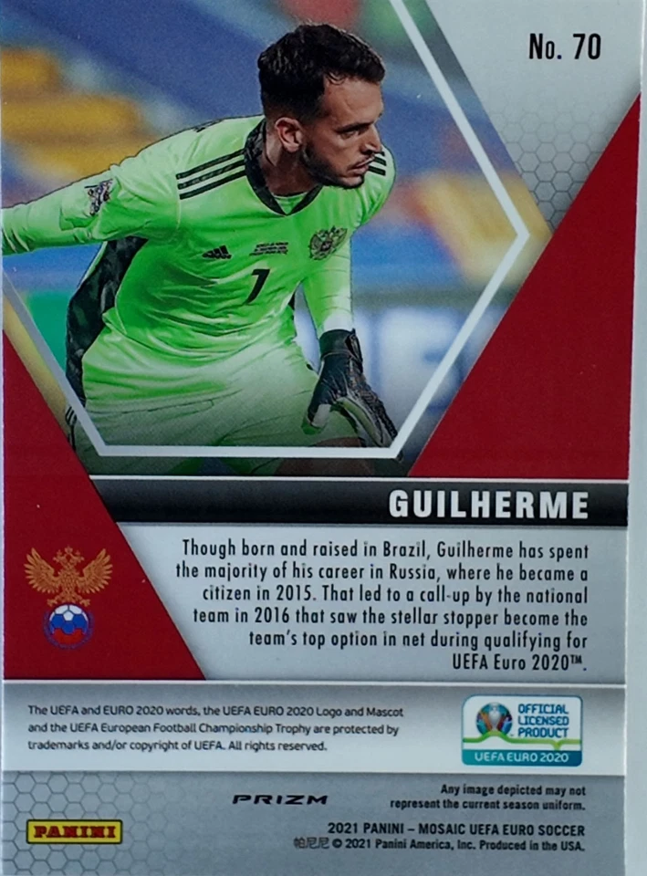 2021 Panini Mosaic UEFA Euro 2020 - Guilherme Marinato #70  RED MOSAIC PRIZM - Image 2 of 2
