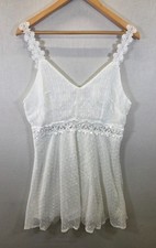 Shein Vcay Swiss Dot Lace Cami Mini Dress Women's Large White Backless