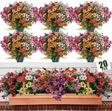 Artificial Flowers for Outdoors 20 Bundles UV Resistant Fake Multi Color