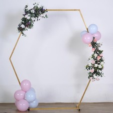 GOLD 8 ft Hexagon Metal Arch Backdrop Stand Party Wedding Events Decorations