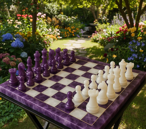 Handmade Amethyst Chess Set – Purple Crystal Stone Board & Luxury Pieces - Picture 5 of 10