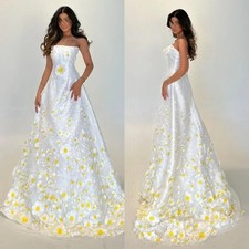 Satin Sleeveless Strapless A-line Wedding Dresses Floor Length Applique Backless