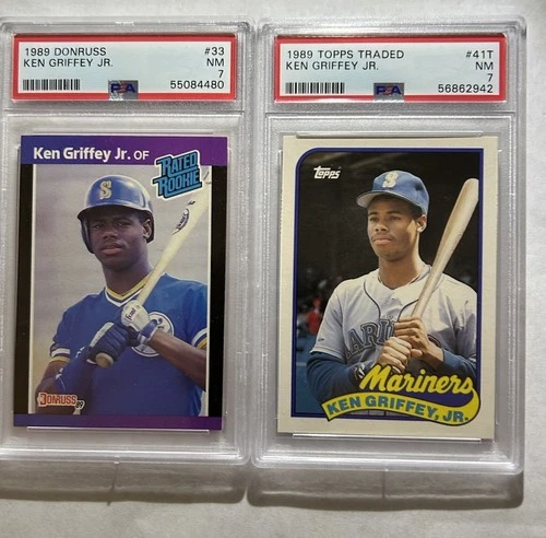 1989 Topps Traded - Ken Griffey Jr #41T and Donruss PSA 7 Rookie Cards