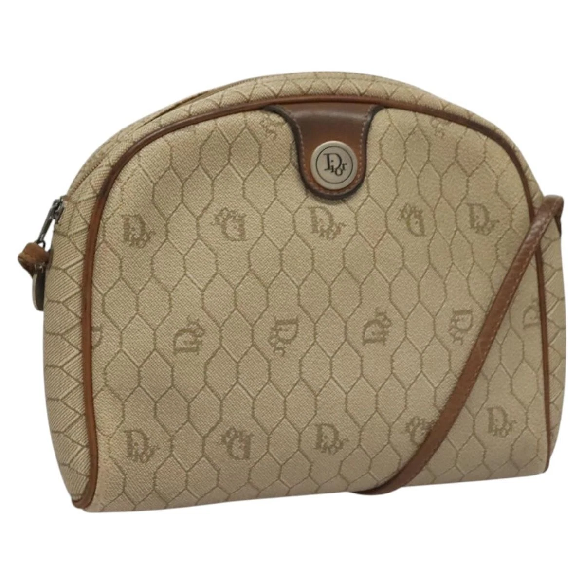 Sac à bandoulière Dior en toile beige nid d'abeille authentique