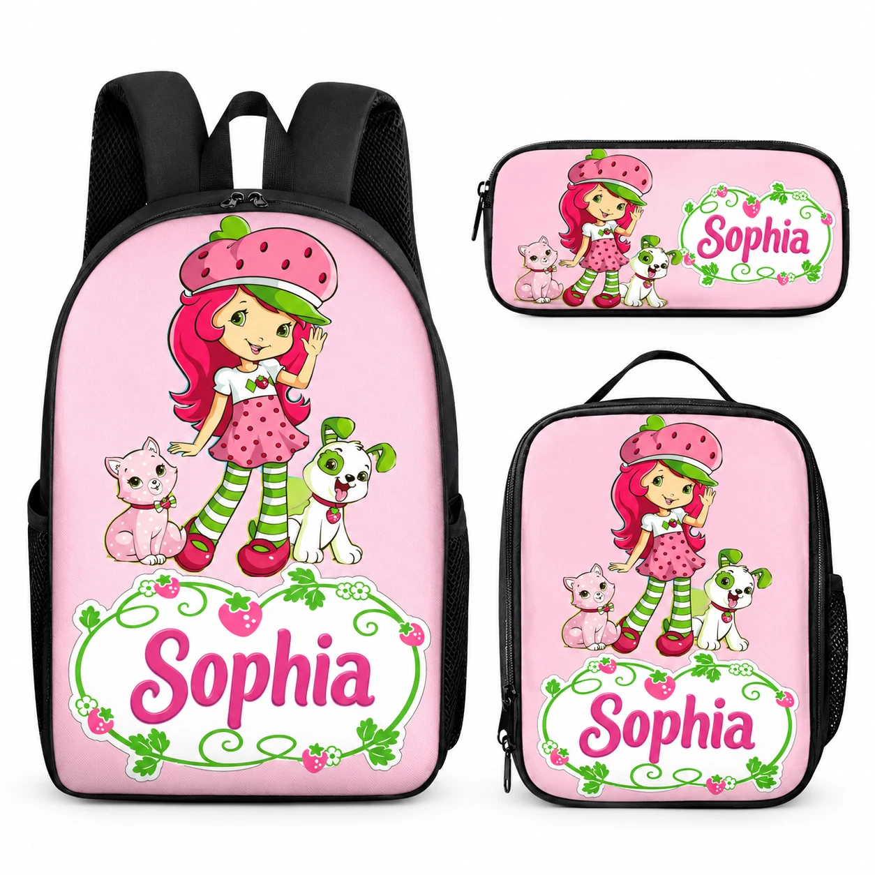 Custom Name Strawberry Girl Backpack Personalized School Bag for Girls