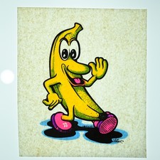 Original VINTAGE 1970s Heat Transfer Banana Iron On
